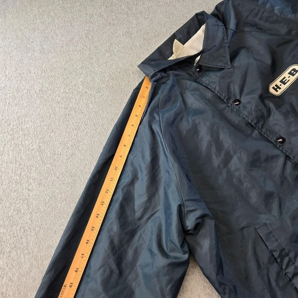 H-E-B Jacket Mens XL Blue Windbreaker Lined Insulated Pockets Collared